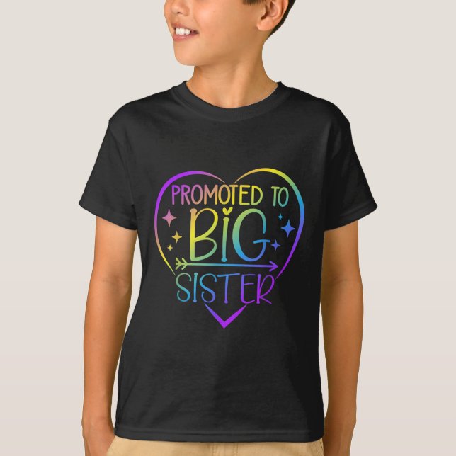 Promoted To Big Sister - New Baby Birth Announceme T-Shirt (Front)
