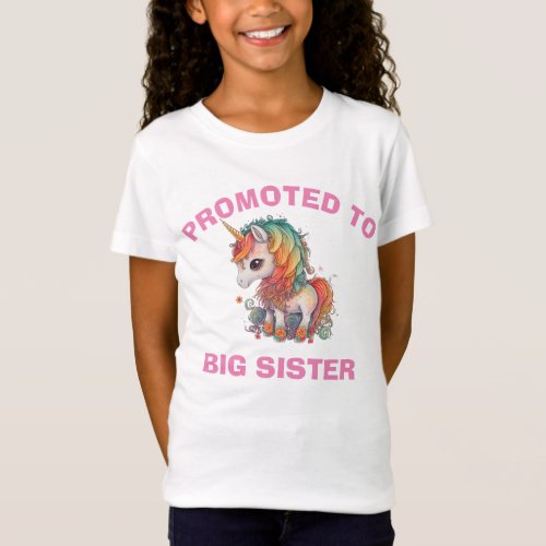 Promoted to big sister watercolor unicorn   T_Shi T_Shirt