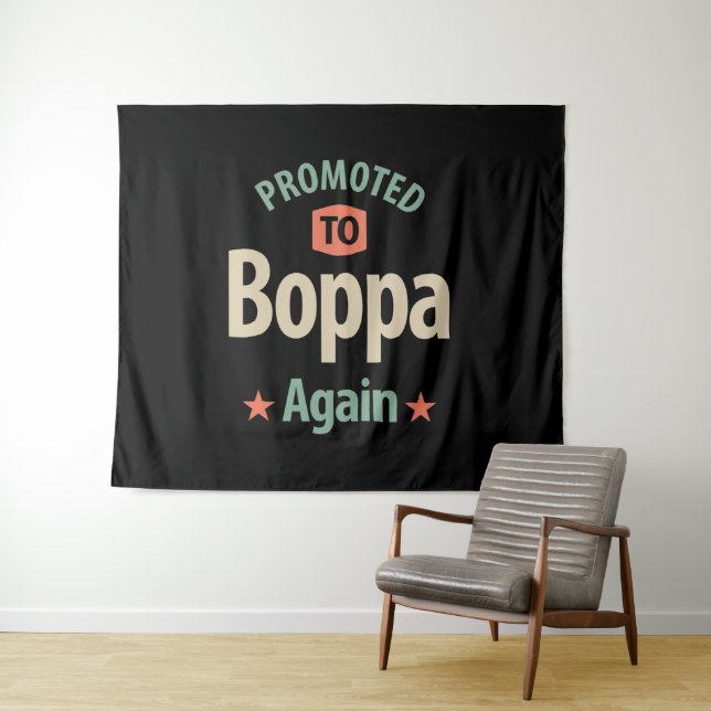 Promoted To Boppa Again | Father Grandfather Gift Tapestry (In Situ (Horizontal))