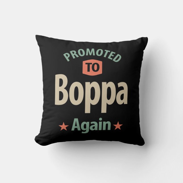 Promoted To Boppa Again | Father Grandfather Gift Throw Pillow (Front)