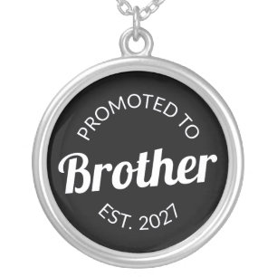 Promoted To Brother Est 2027 Big Brother I Silver Plated Necklace