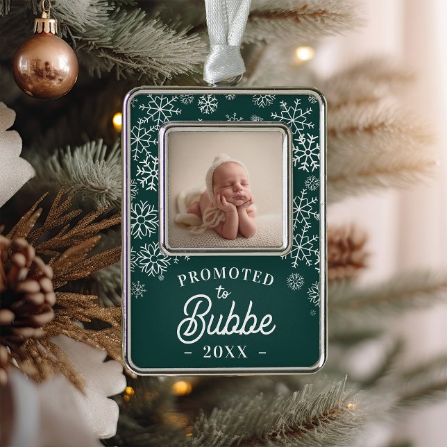 Promoted to Bubbe | Baby Photo Grandma Christmas Ornament (Creator Uploaded)