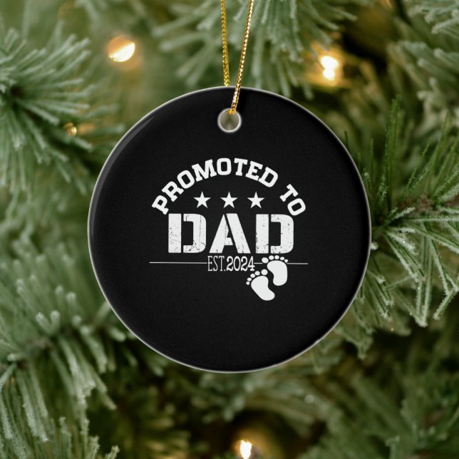 Promoted to Dad 2024 Ceramic Ornament (Tree)
