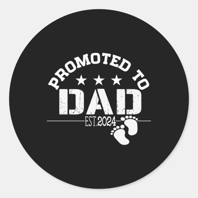 Promoted to Dad 2024 Classic Round Sticker (Front)