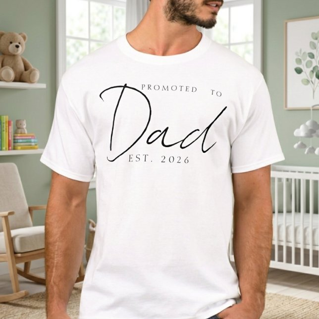 Promoted To Dad Classic EST Year Script Design T-Shirt (Creator Uploaded)