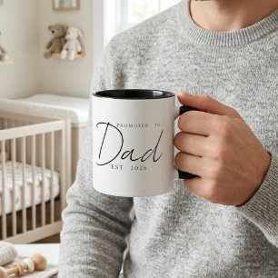 Promoted To Dad Elegant EST Year Script Design Mug