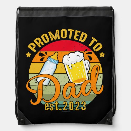 Promoted To Dad Est 2023 First time to be Dad  Drawstring Bag