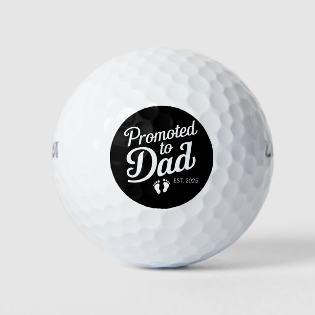 Promoted To Dad EST 2025 Funny Soon To Be Dad Golf Balls (Front)
