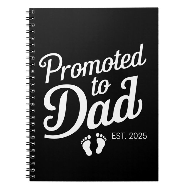 Promoted To Dad EST 2025 Funny Soon To Be Dad Notebook (Front)