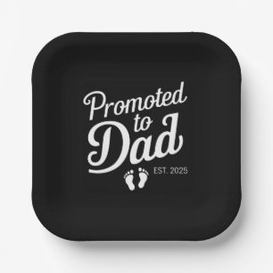 Promoted To Dad EST 2025 Funny Soon To Be Dad Paper Plates