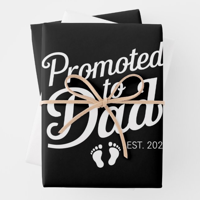 Promoted To Dad EST 2025 Funny Soon To Be Dad Wrapping Paper Sheets (In situ)