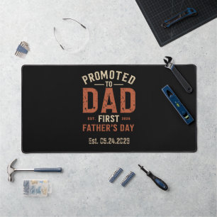 Promoted to Dad Est 2026 First Father's Day Vintag Desk Mat