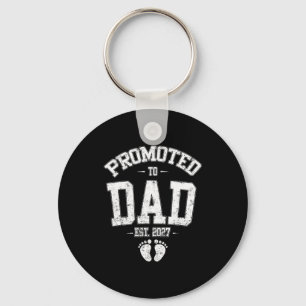 Promoted To Dad Est 2027 New Mom Daddy Fathers Day Keychain