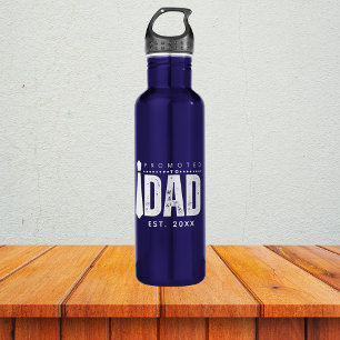 Promoted To Dad New Dad Father's Day Quote Stainless Steel Water Bottle