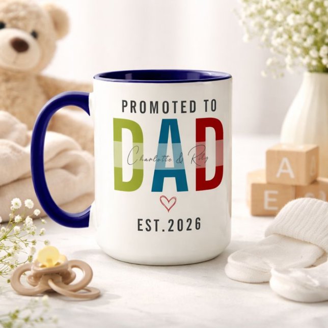 Promoted to Dad Personalized Photo | First Father Mug (Promoted to Dad | Personalized First Father’s Day Mug)