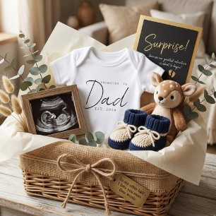 Promoted To Dad Sweet EST Year Announcement Baby Bodysuit