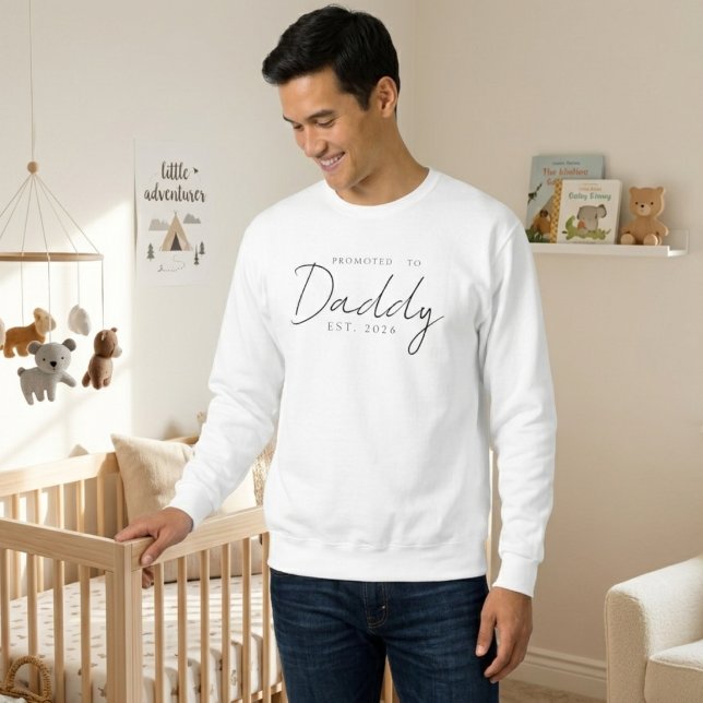 Promoted To Daddy Cozy Family Script Design Sweatshirt (Creator Uploaded)