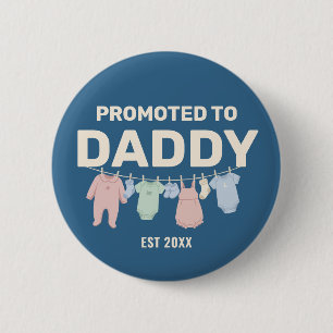 Promoted to Daddy Custom Blue Baby Shower Party Button
