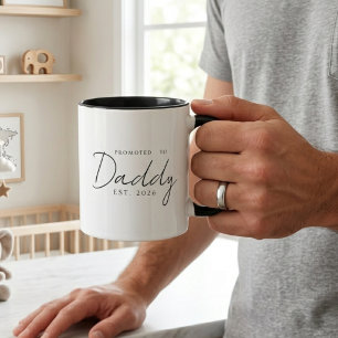 Promoted To Daddy Elegant EST Year Script Design Mug