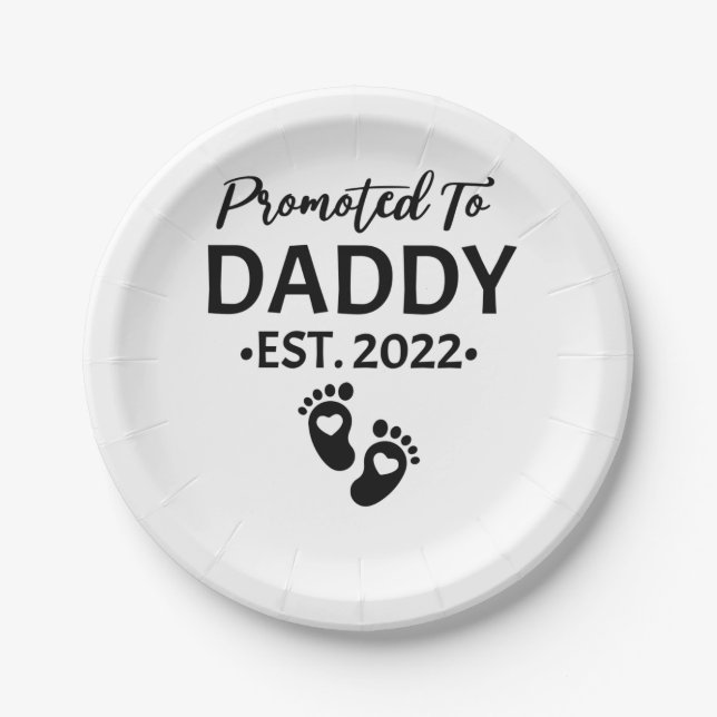 Promoted to daddy est 2022 new dad father's day paper plates (Front)