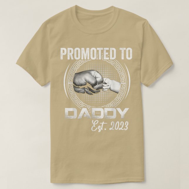 Promoted to Daddy Est 2023 Funny Pregnancy Announc T-Shirt (Design Front)