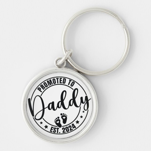 Promoted to Daddy Est 2024 - First Time Dad Keychain (Front)