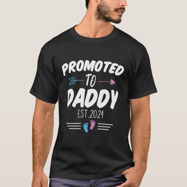 Promoted To Daddy Est 2024 Soon To Be Daddy First  T-Shirt (Front)