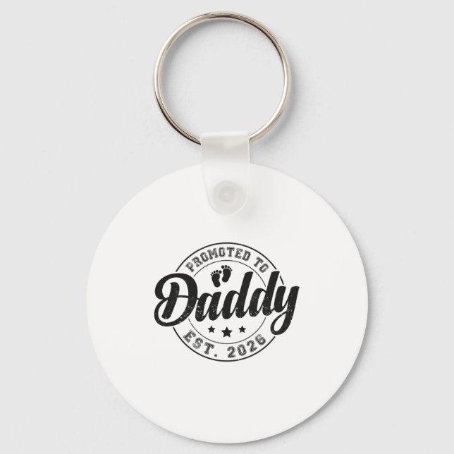 Promoted To Daddy Est 2026 Soon To Be Dad New Fath Keychain (Front)