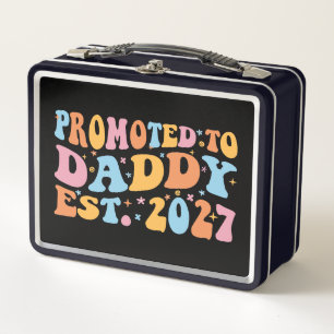 Promoted To Daddy Est 2027 New Dad Announcement Metal Lunch Box