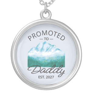 Promoted To Daddy Est 2027 New Dad Announcement VI Silver Plated Necklace