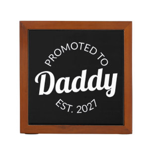 Promoted To Daddy Est 2027 New Dad Baby Shower I Desk Organizer