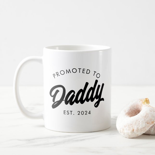 Promoted to Daddy New Dad Gift Fathers Day Coffee Mug (With Donut)