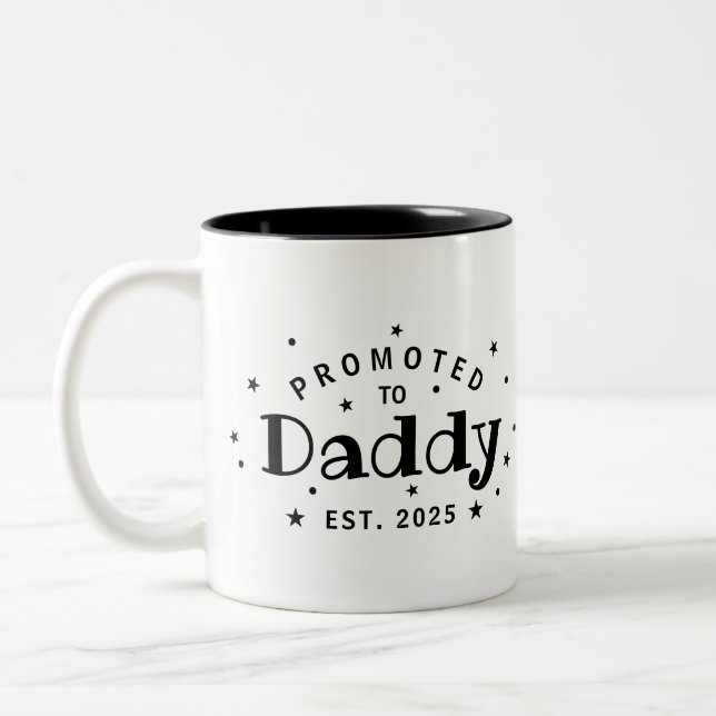 Promoted To Daddy Personalized Father Gift Two-Tone Coffee Mug (Left)
