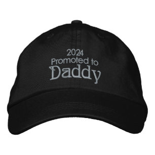 Promoted to Daddy Year (Father's Day) Gray Text Embroidered Baseball Cap