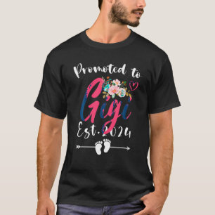 Promoted to Gigi 2024 Cute Flower Family Baby Girl T-Shirt