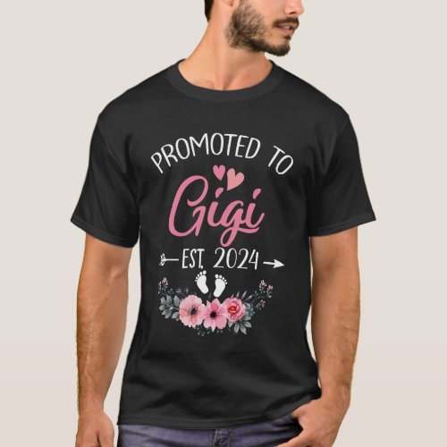Promoted To Gigi Est 2024 Mothers Day First Time T_Shirt
