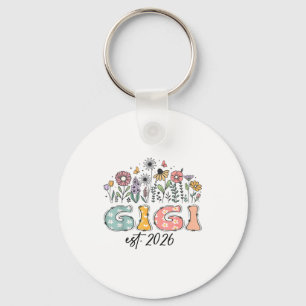 Promoted To Gigi Est. 2026 Wildflower Family Match Keychain