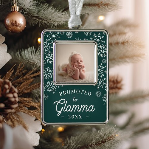 Promoted to Glamma  Baby Photo Grandma Christmas Ornament