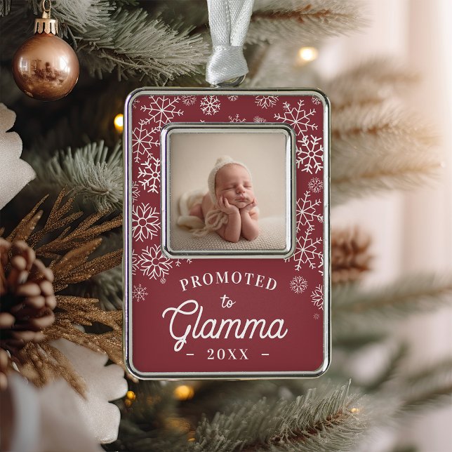 Promoted to Glamma | Baby Photo Grandma Christmas Ornament (Creator Uploaded)