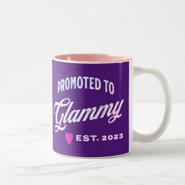 Promoted To Glammy Est. 2023 For New Grandmother Two-Tone Coffee Mug (Right)