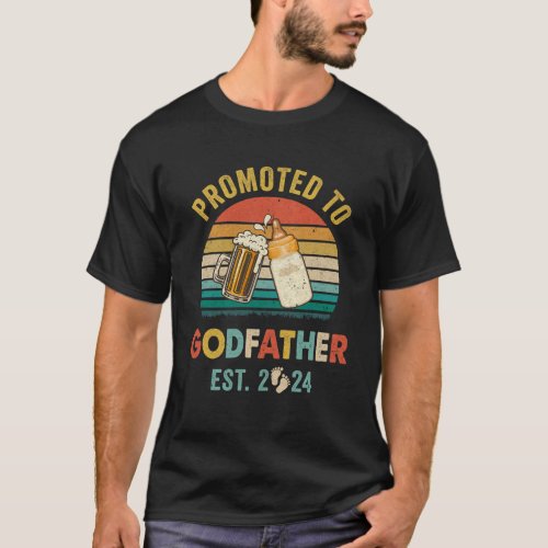 Promoted To Godfather Est 2024 Vintage New Fathers T_Shirt