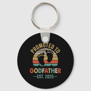 Promoted To Godfather Est 2025 Fathers Day Vintage Keychain
