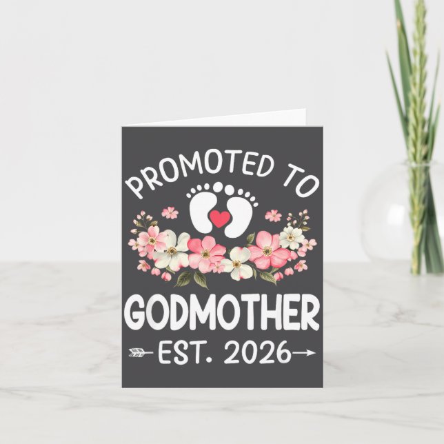 Promoted To Godmother 2026 First Time Floral New G Card (Front)