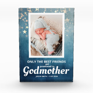 Promoted to Godmother Birth Announcement Baby Photo Block