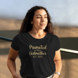 Promoted to Godmother Typography Custom Year Gold Tri-Blend Shirt