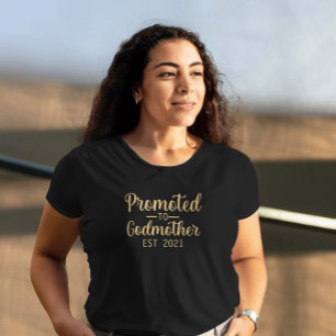 Promoted to Godmother Typography Custom Year Gold Tri-Blend Shirt