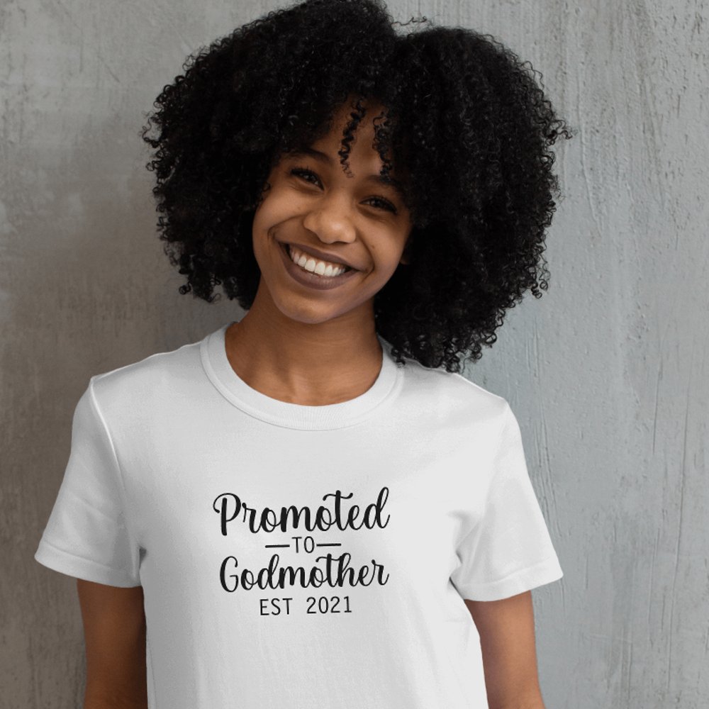 Promoted to Godmother Typography Custom Year T-Shi Tri-Blend Shirt