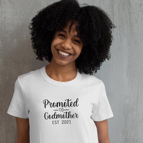 Promoted to Godmother Typography Custom Year T_Shi Tri_Blend Shirt