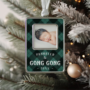 Promoted to Gong Gong Baby Photo Grandpa Christmas Ornament