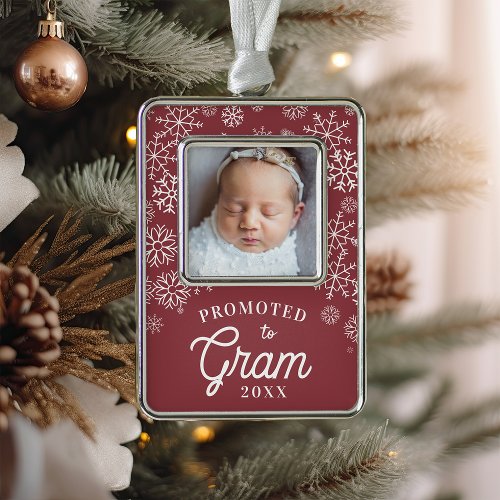 Promoted to Gram  Baby Photo Grandma Christmas Ornament